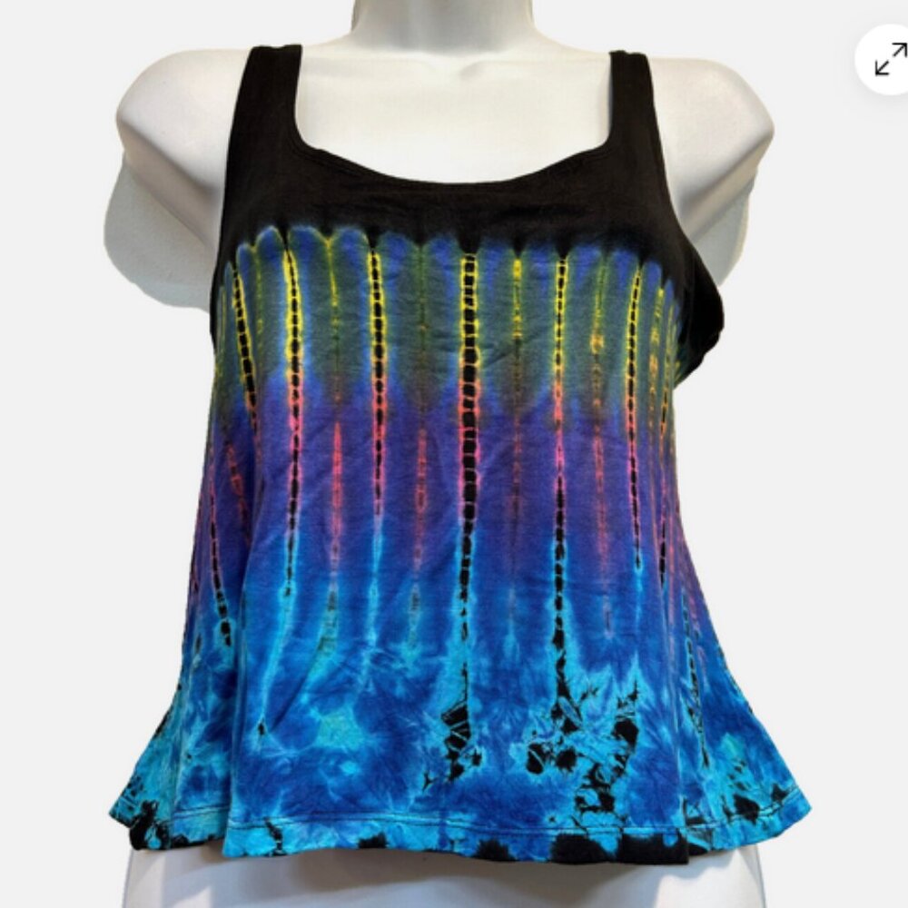 Nwt SACRED THREADS gypsy boho hippy tie dyed knit tank cropped TOP M